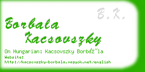 borbala kacsovszky business card